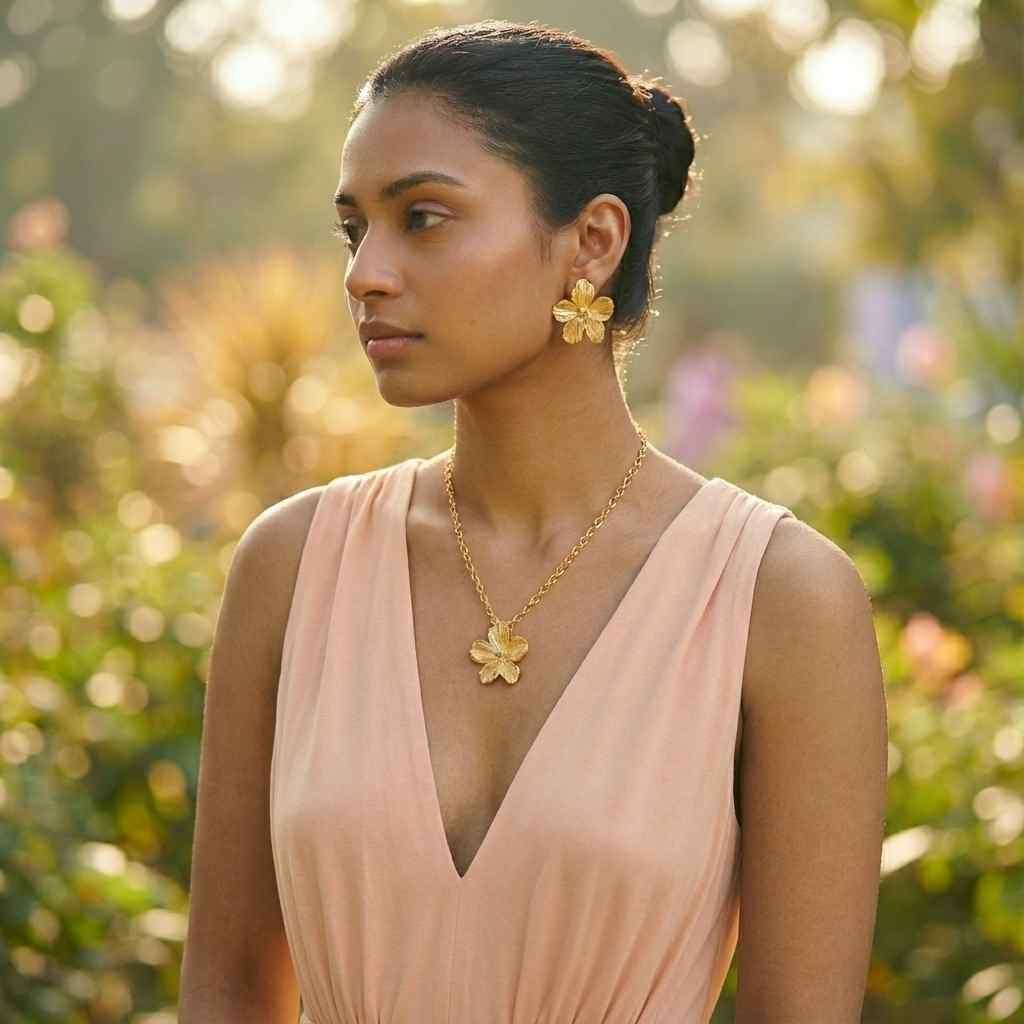 Set of Flower Necklace and Earring (Pack of 1)